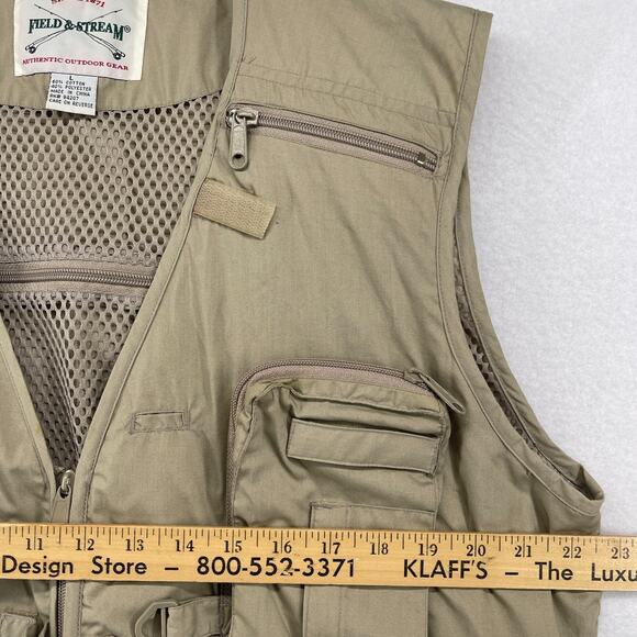 FIELD & STREAM Vest Mens L Fly Fishing Hunting Photography Gear Utility Brown - Picture 12 of 14